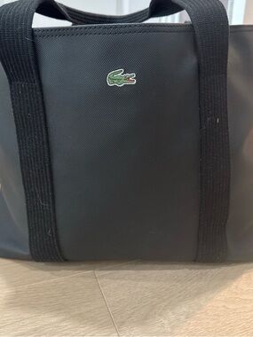 Lacoste Black Duffel with Green Crocodile Logo
